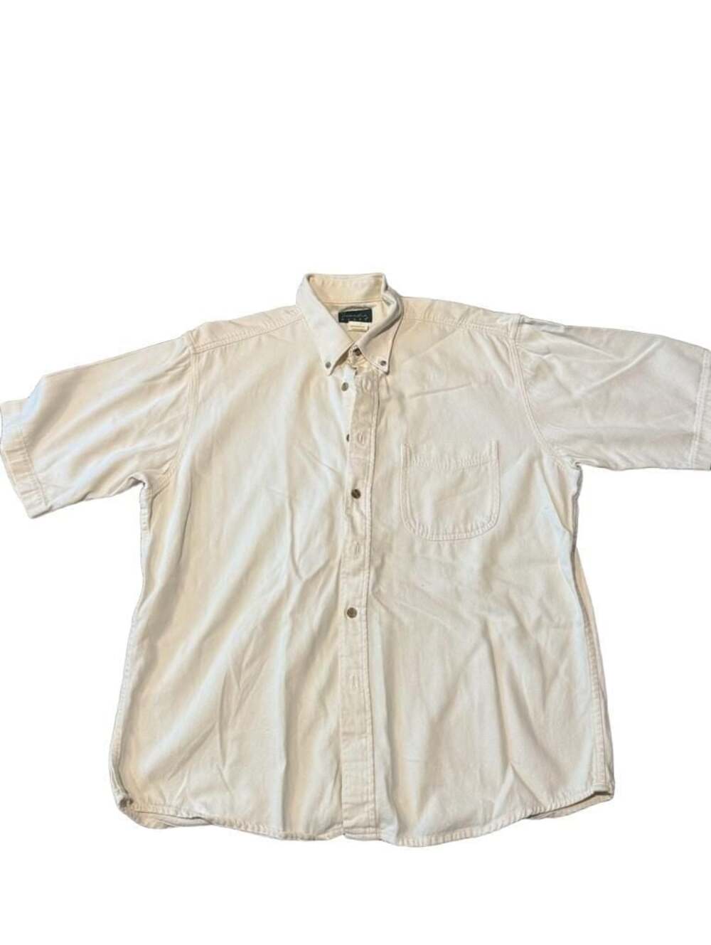 Scandia Woods Cotton Button Down Shirt Men’s L Off White Short Sleeve